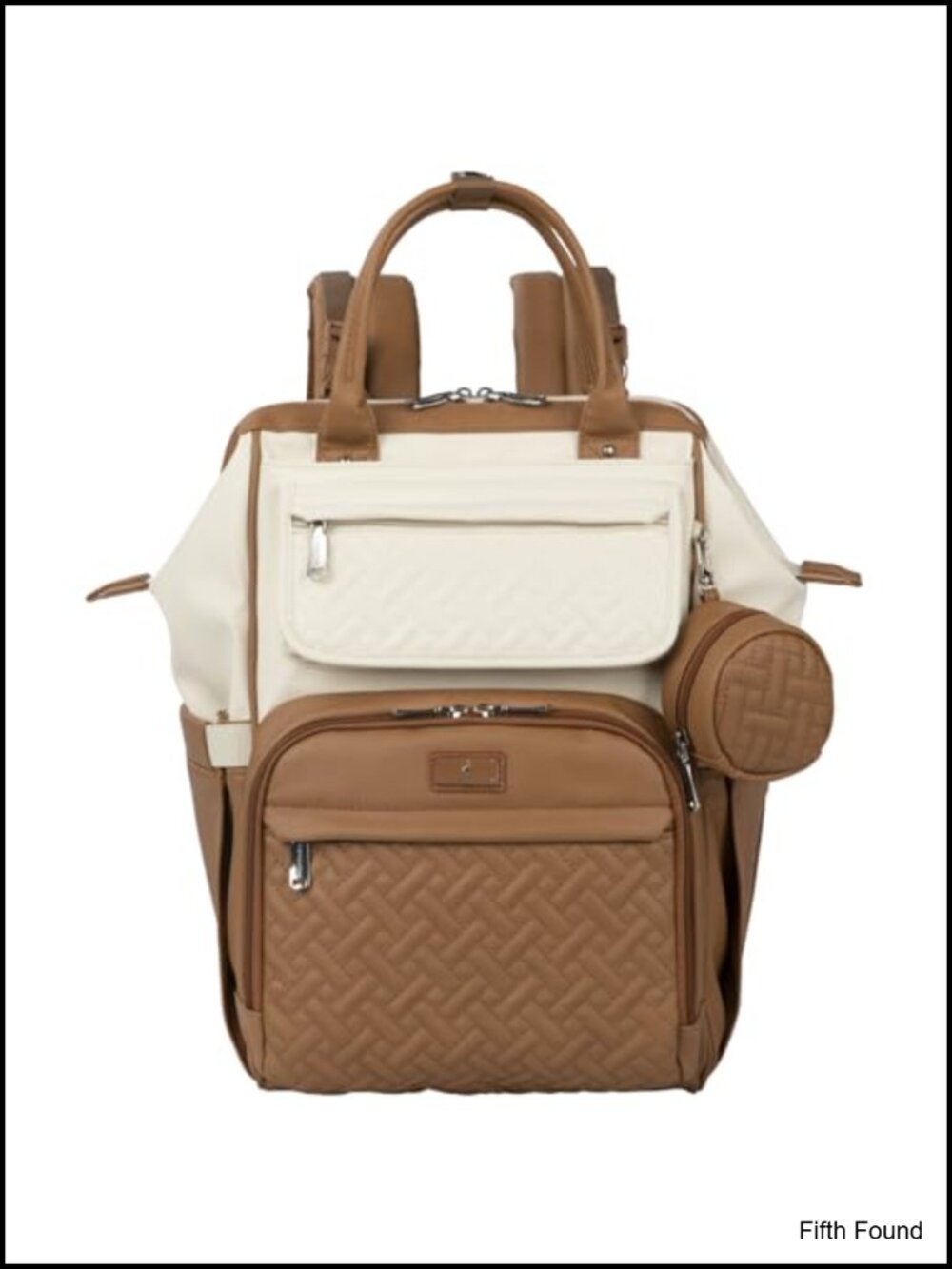 Leather Diaper Bag Backpack with Changing Pad & Stroller Straps
